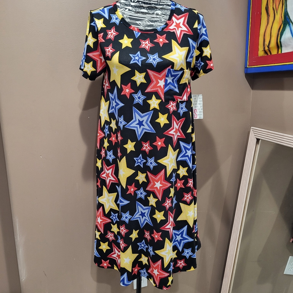 Lularoe Carly Patriotic Stars Swing Dress Sz XS